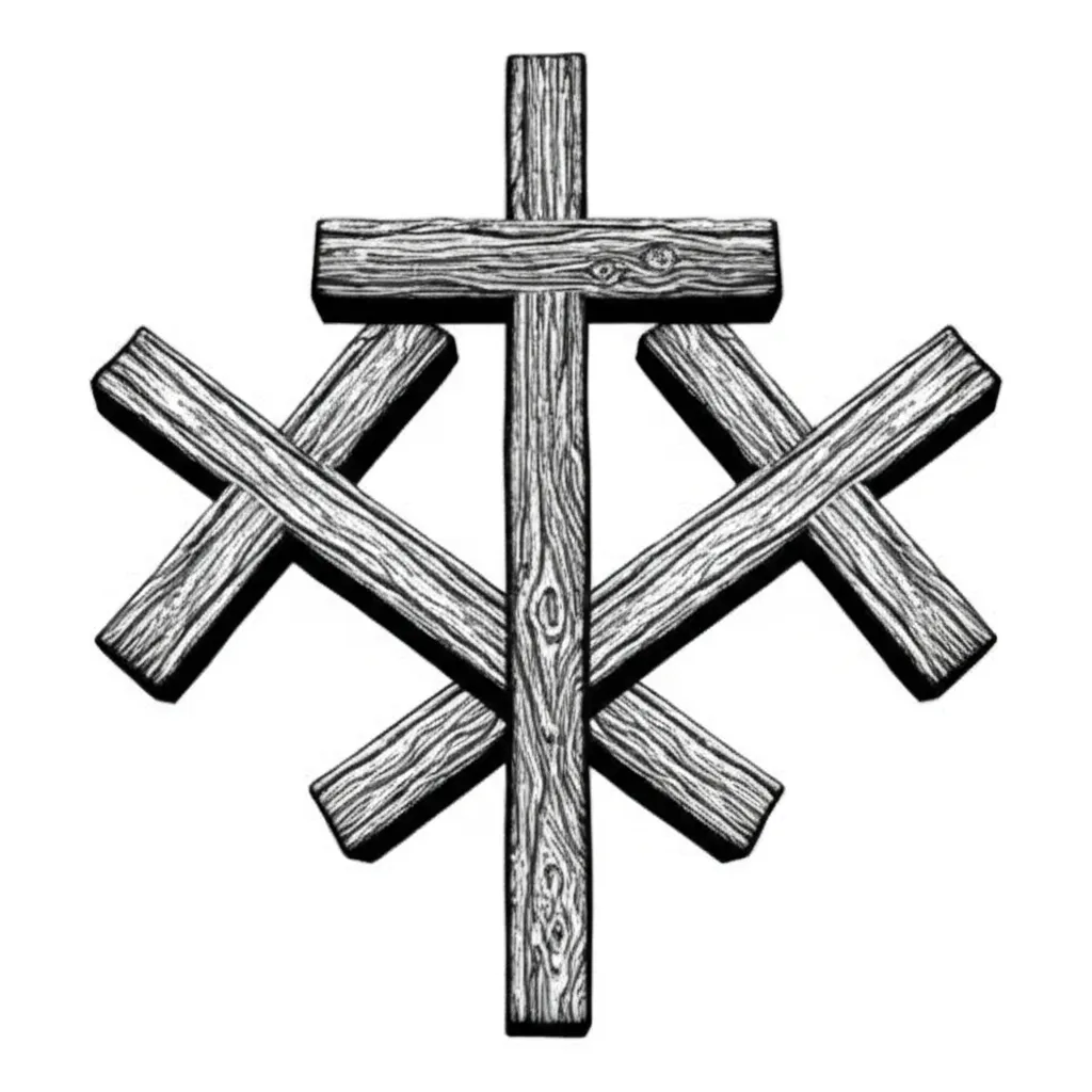 Gothic Three Wooded Crosses Tattoo Design