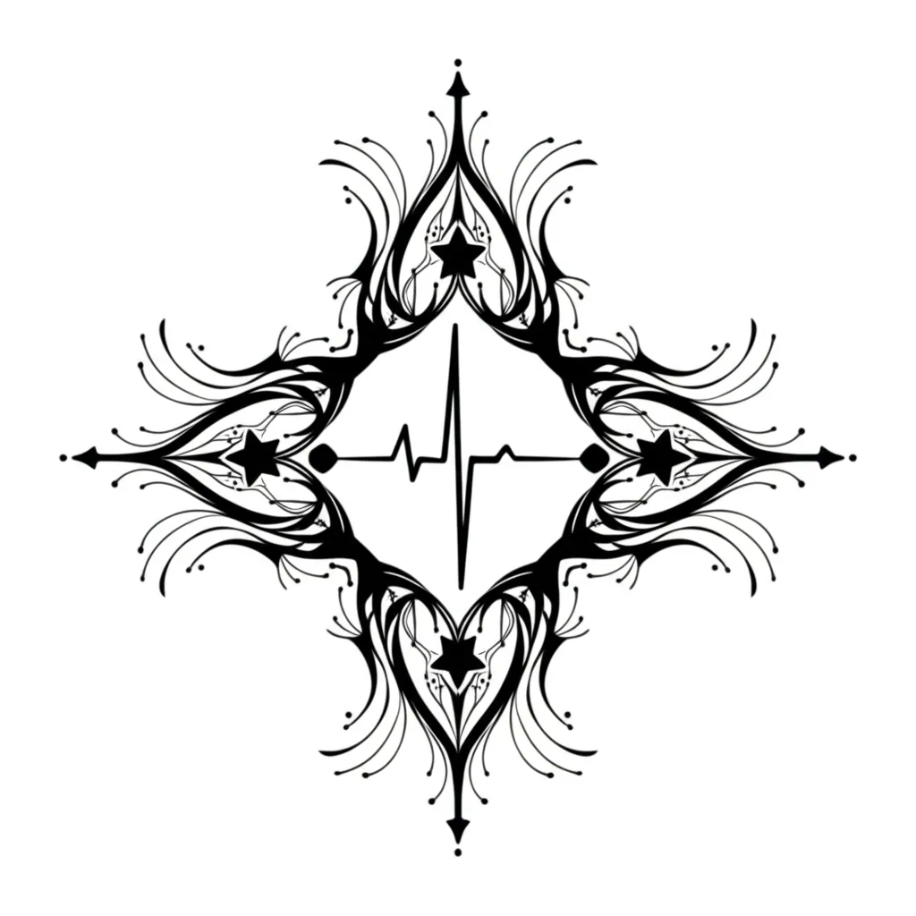 Cyber Sigilism Star Heartbeat Tattoo with Kevin Name Cyber Sigilism Star Heartbeat Tattoo with Kevin Name
