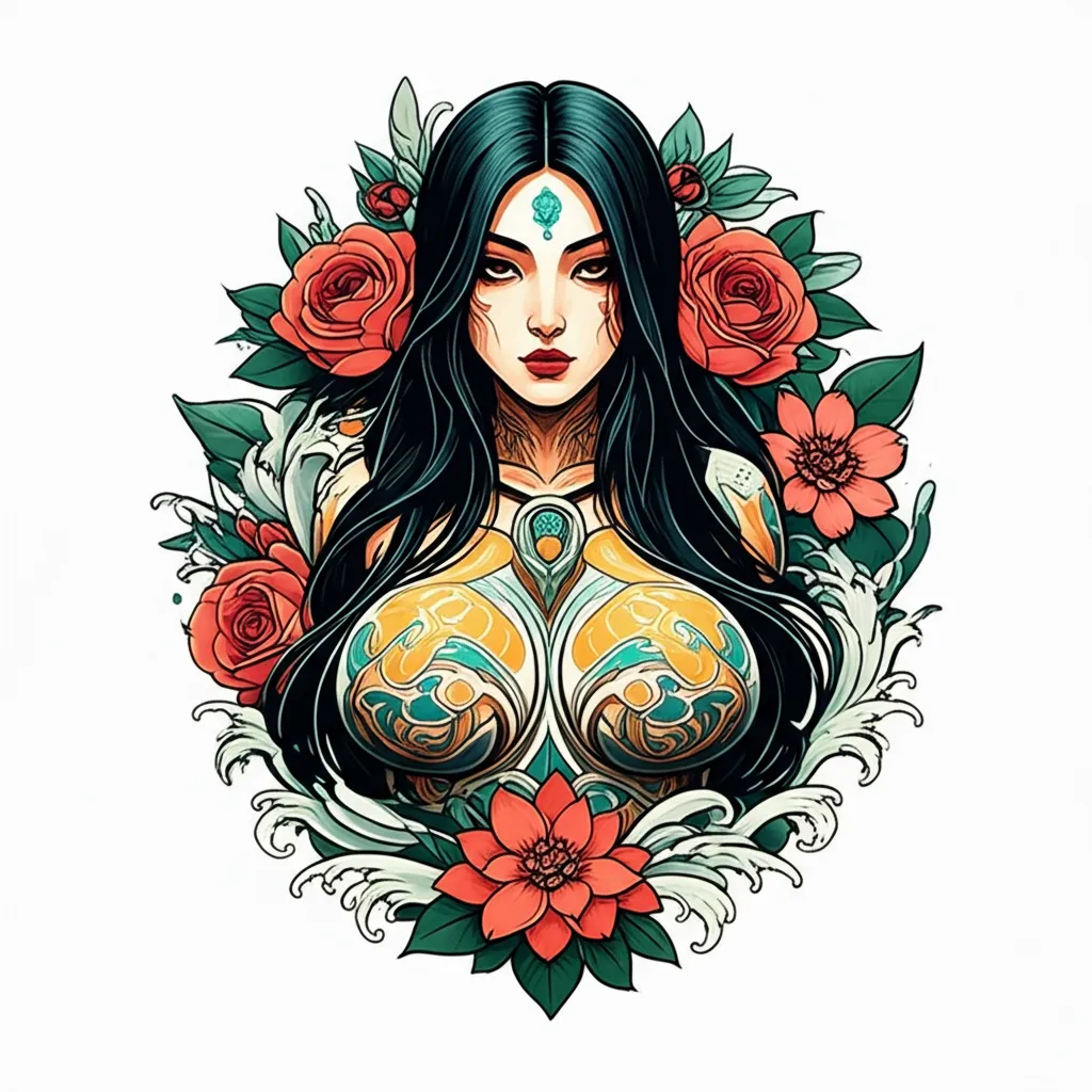 Sexy Big Breasts Japanese Traditional Tattoo Design Sexy Big Breasts Japanese Traditional Tattoo Design