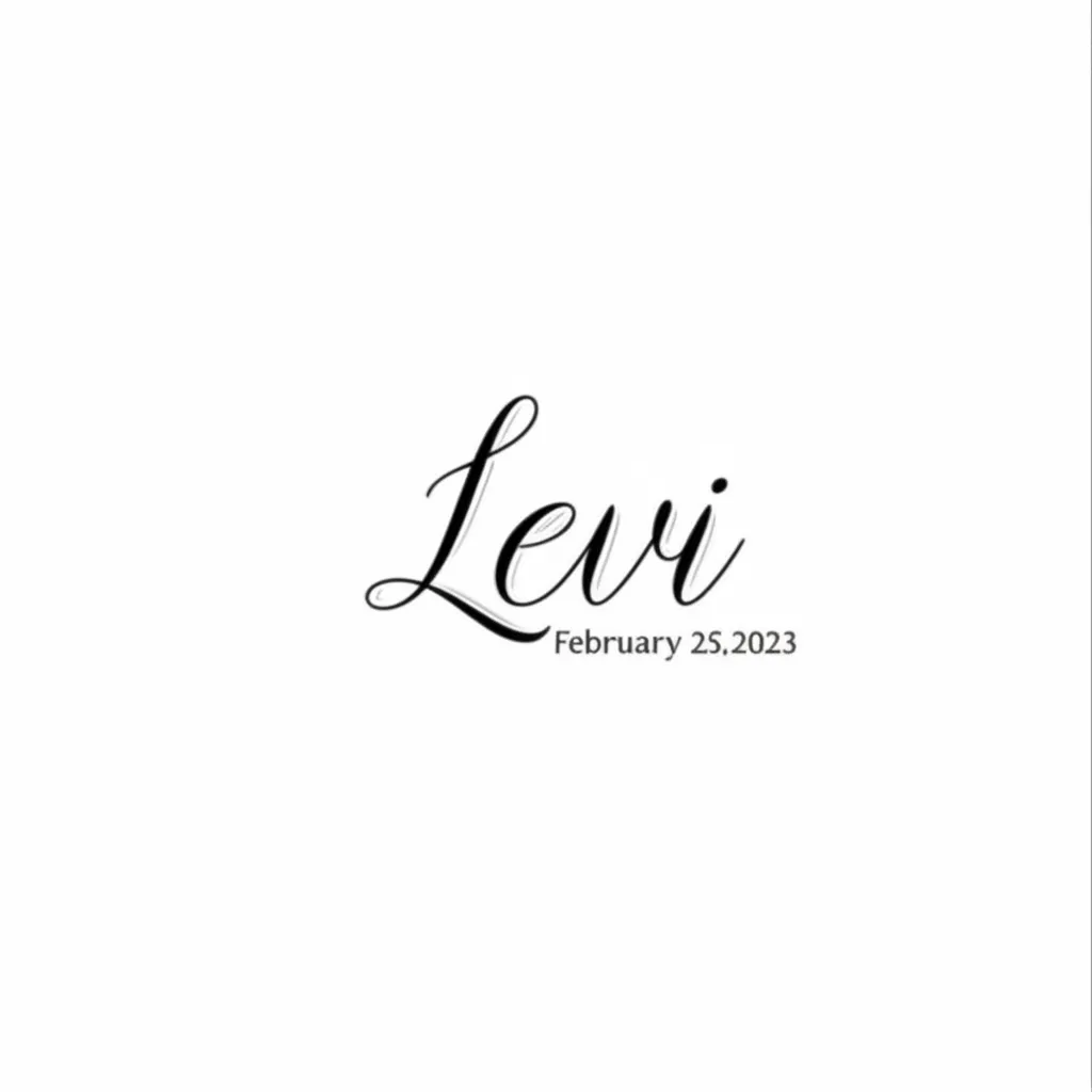 Minimalist Levi Name and Birthday Tattoo Design
