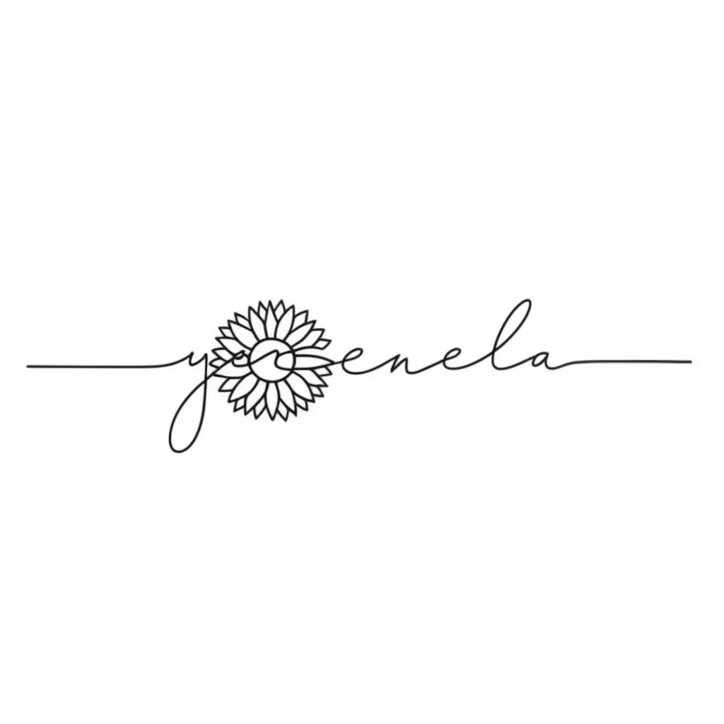 Yenela Name Tattoo with Sunflower - Minimalist Design