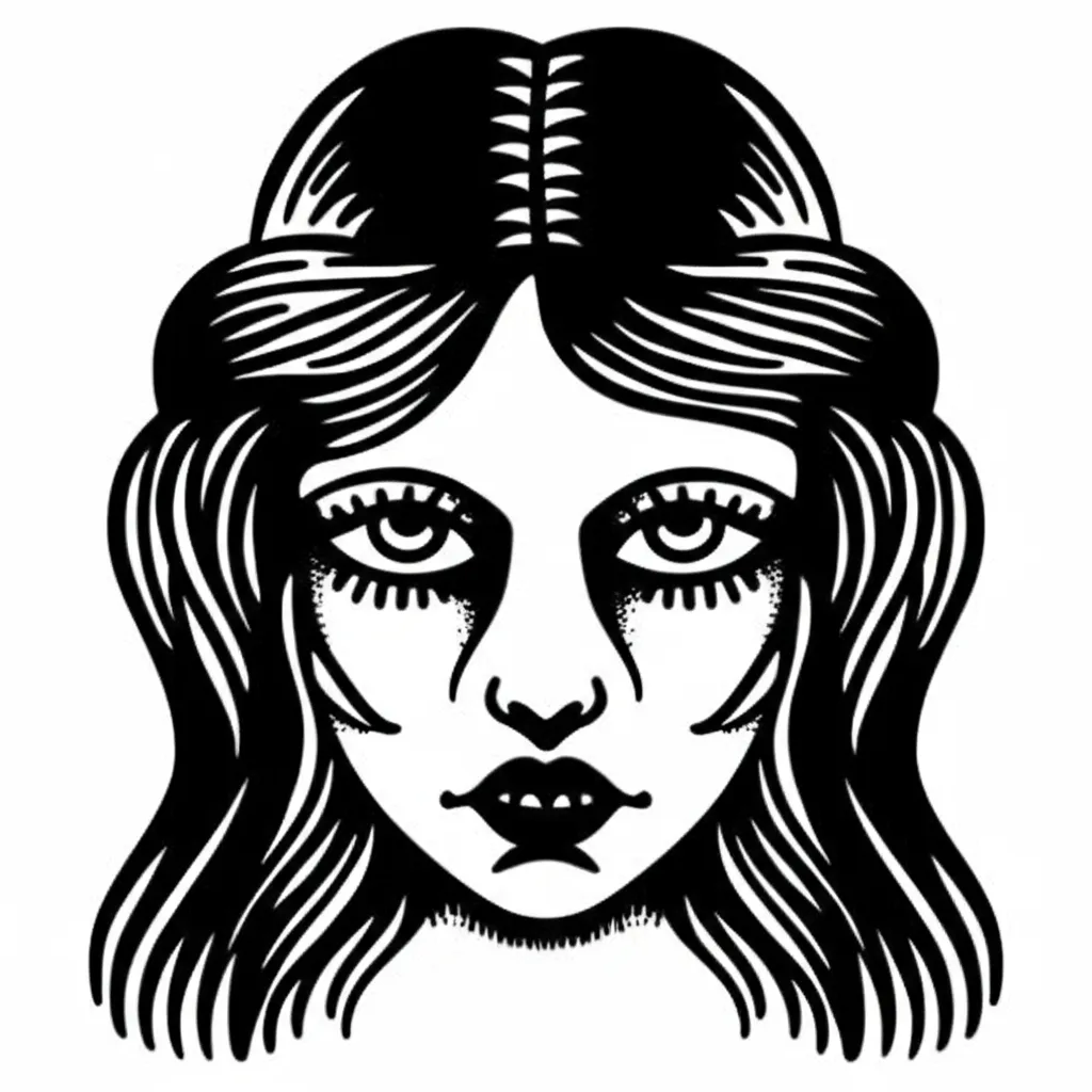 Dark Feminine Spooky American Traditional Tattoo Design