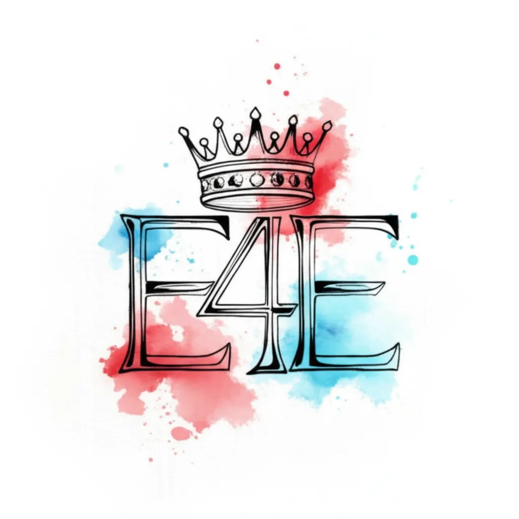 E4E with Crown Watercolor Tattoo Design E4E with Crown Watercolor Tattoo Design