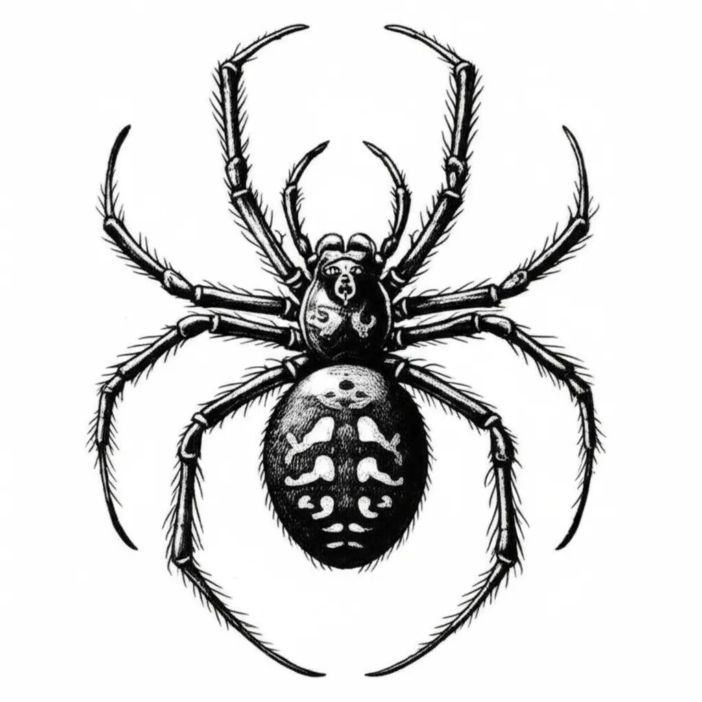 Illustrative Widow Spider Tattoo Design Illustrative Widow Spider Tattoo Design