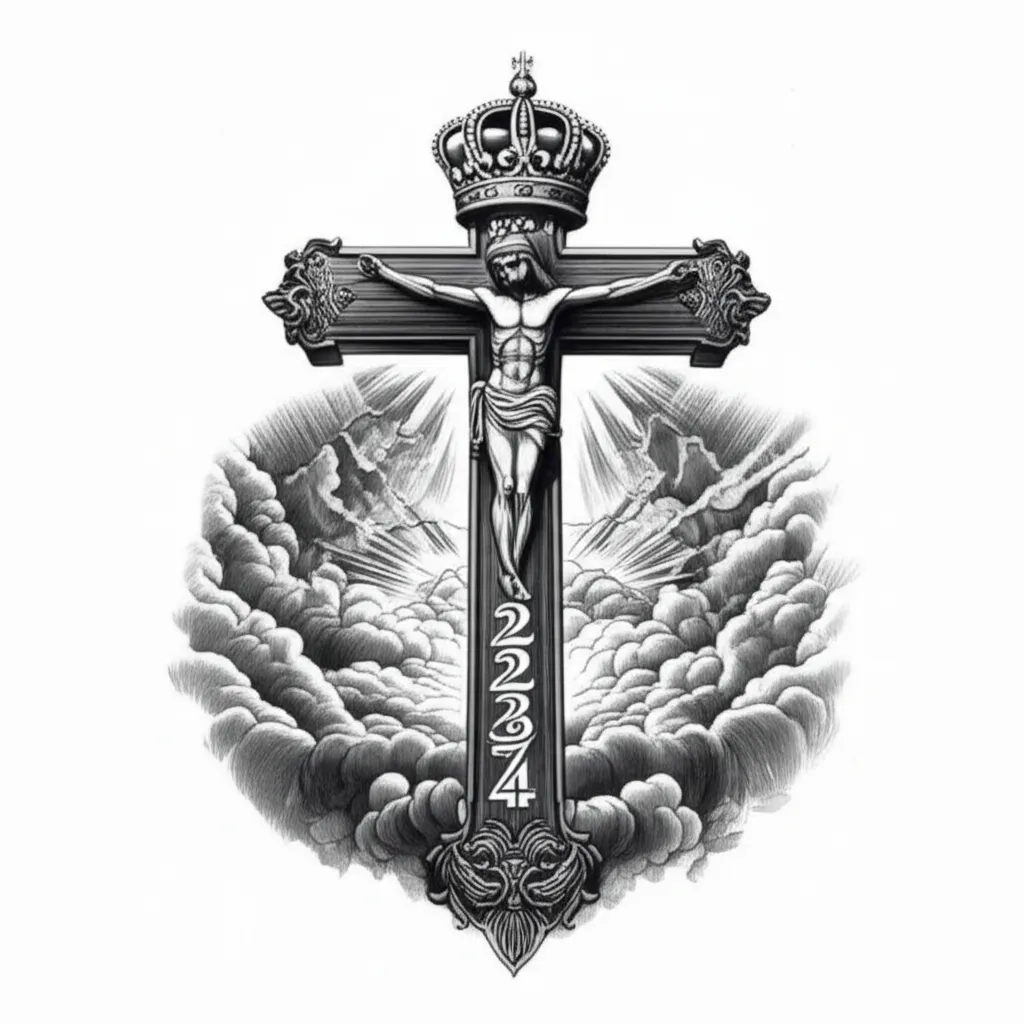 Plasma 23:4 Bible Verse Cross and Crown Illustrative Tattoo Plasma 23:4 Bible Verse Cross and Crown Illustrative Tattoo