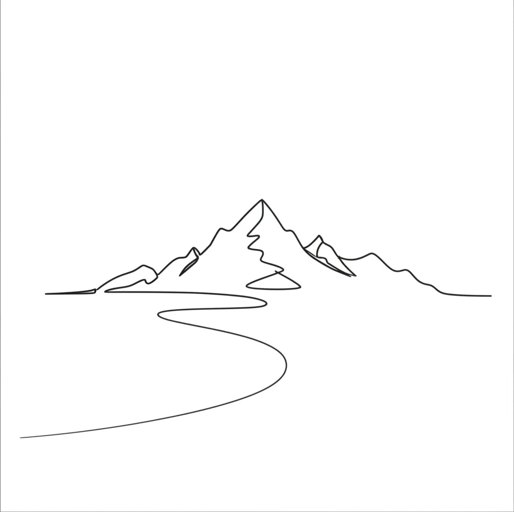 Minimalist Canada Landscape Tattoo: Sea, Mountain, Sky in One Line