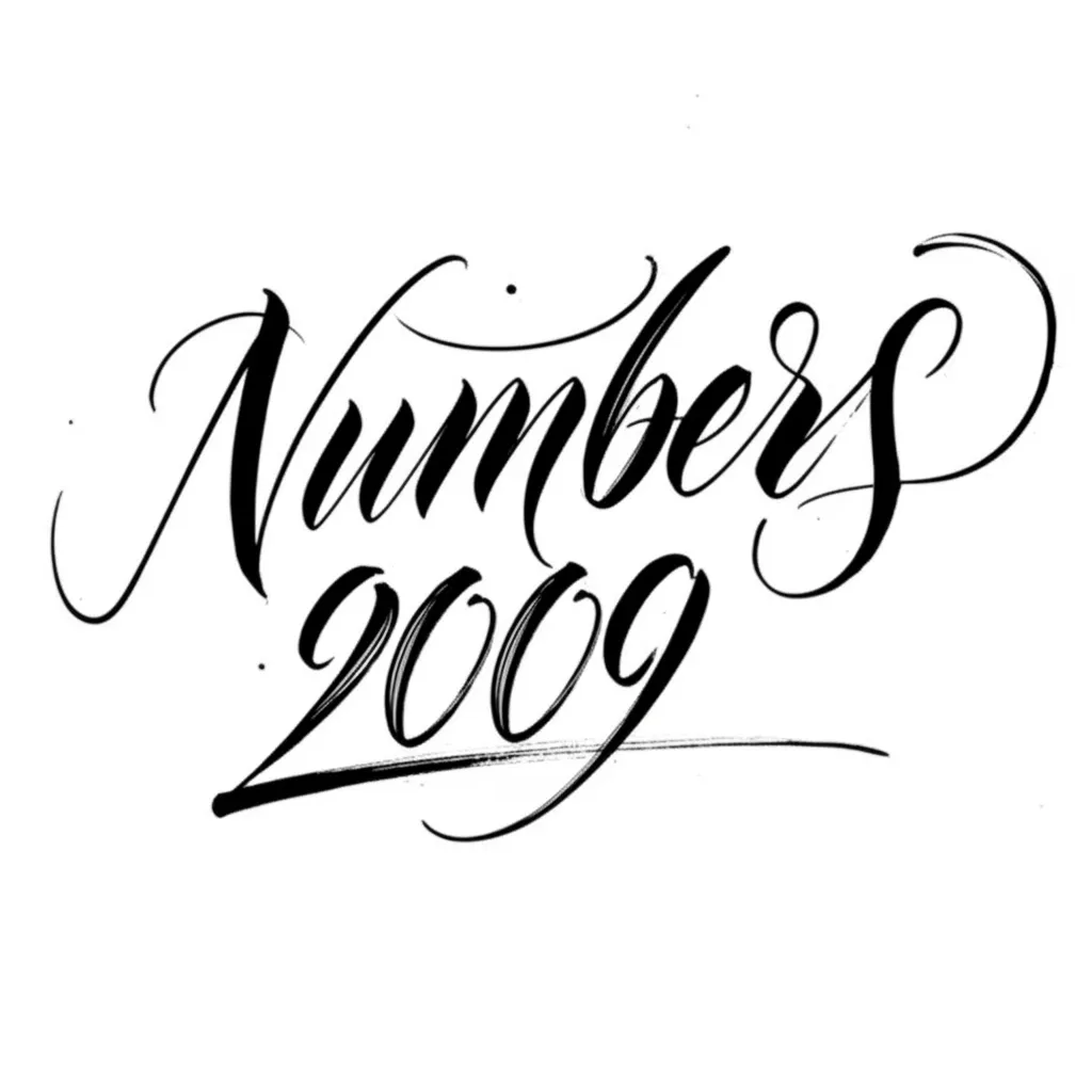 Numbers 2009 Calligraphy Tattoo Design