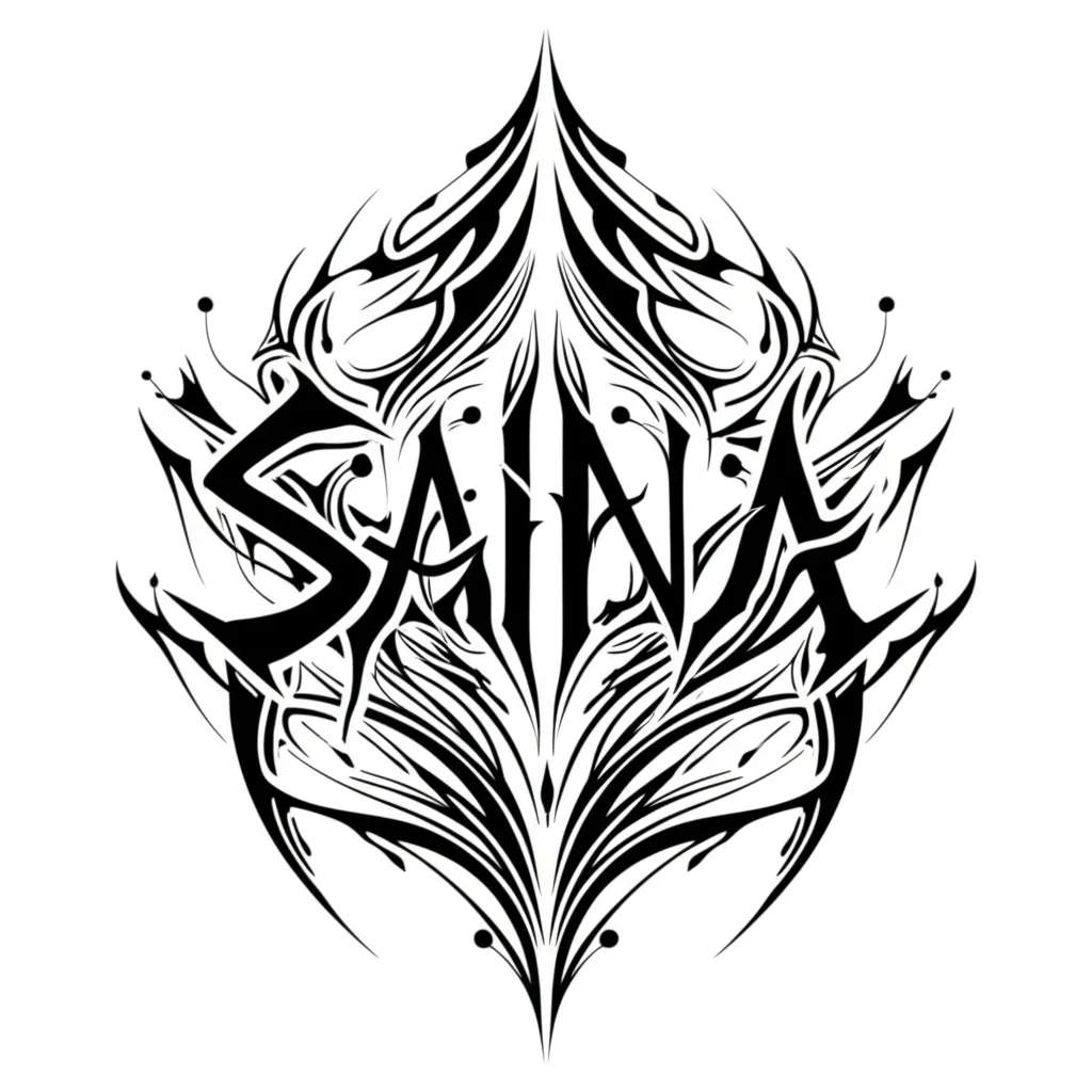 Saina and Pinky Cyber Sigilism Name Tattoo Design