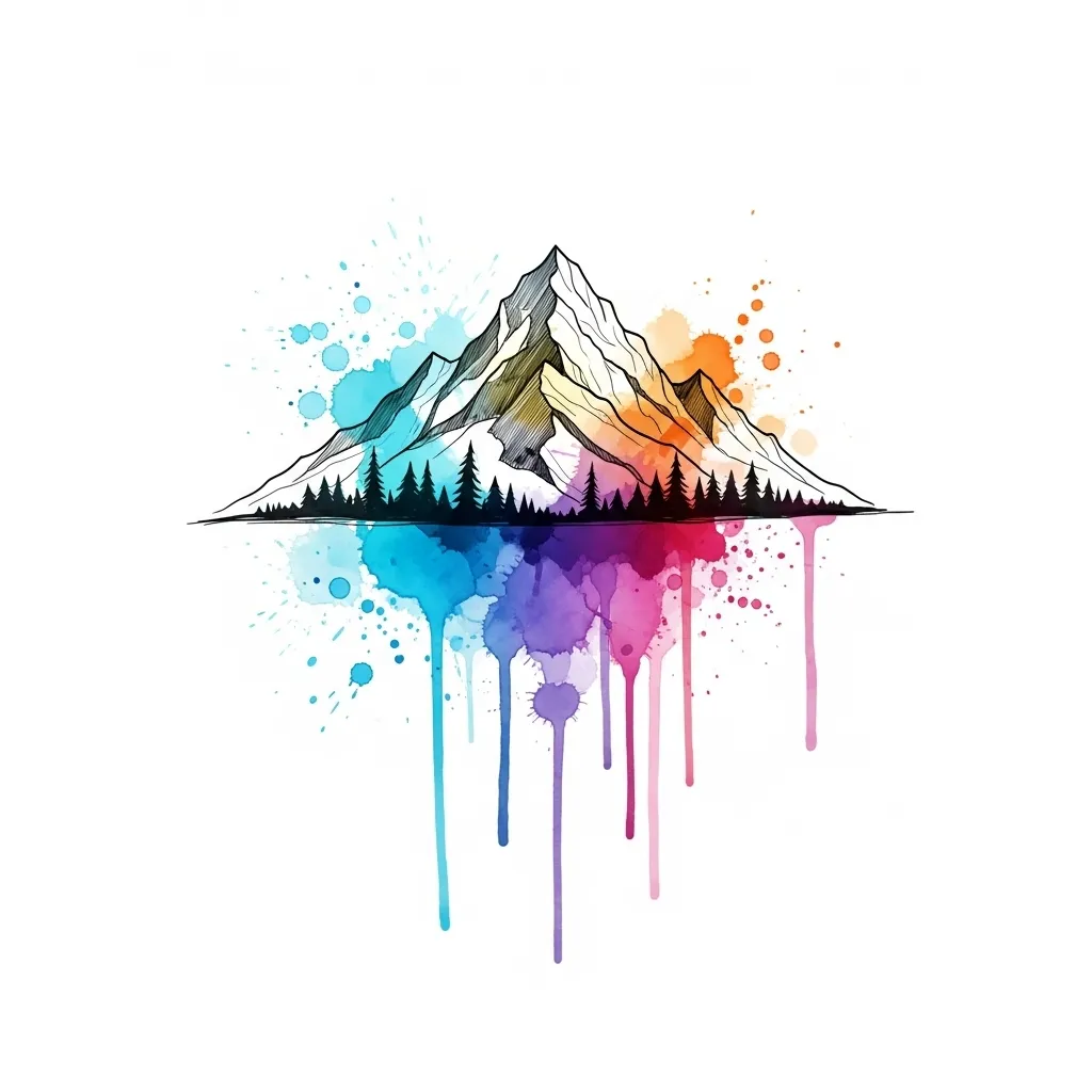 Watercolor Mountain Tattoo Design Watercolor Mountain Tattoo Design
