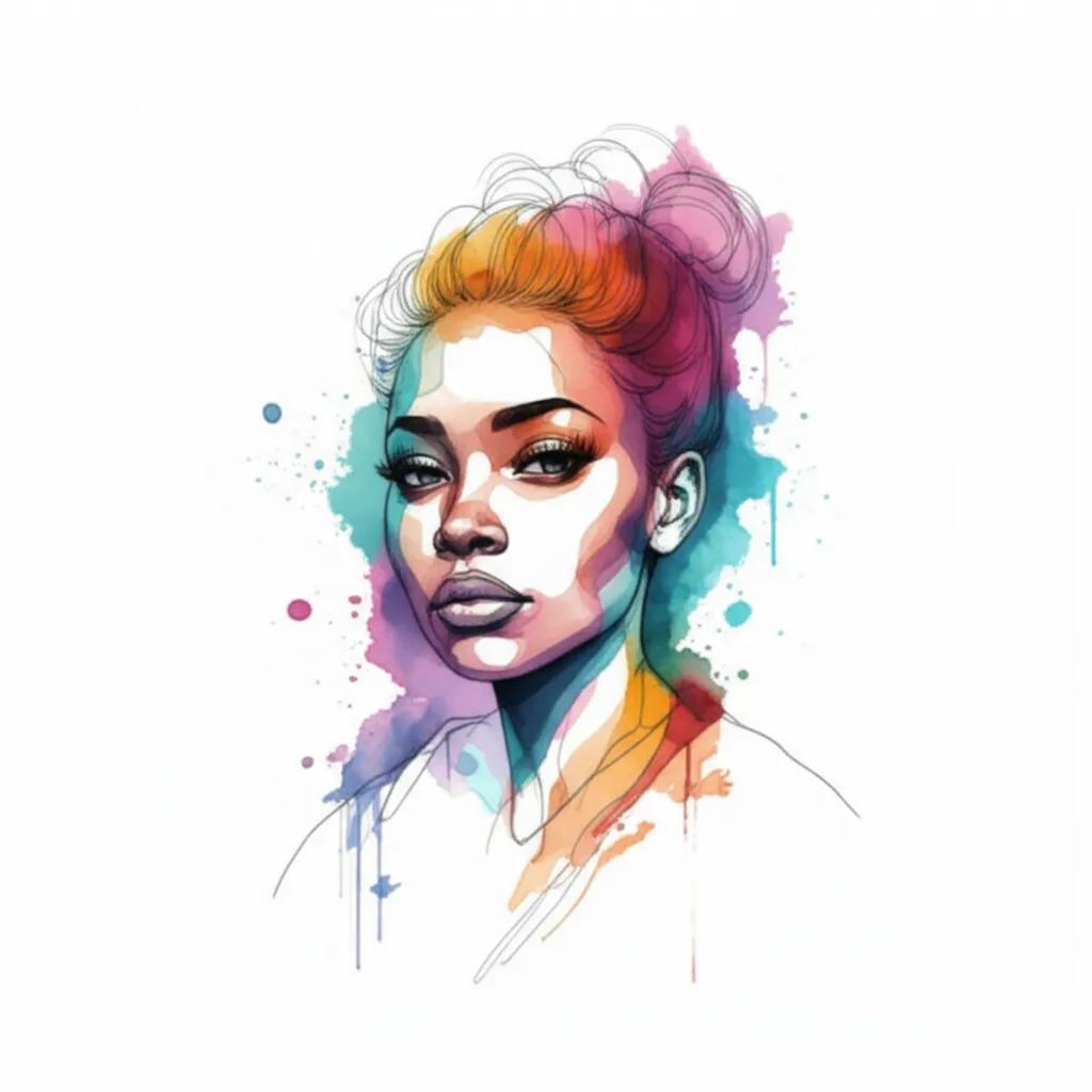 Nakiyah Watercolor Portrait Tattoo Design