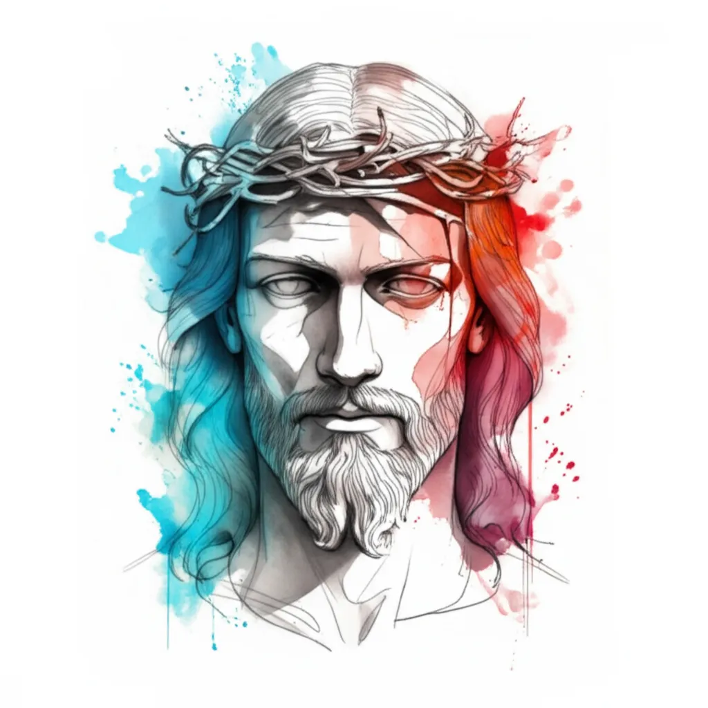 Watercolor Jesus Shoulder Tattoo Design Watercolor Jesus Shoulder Tattoo Design
