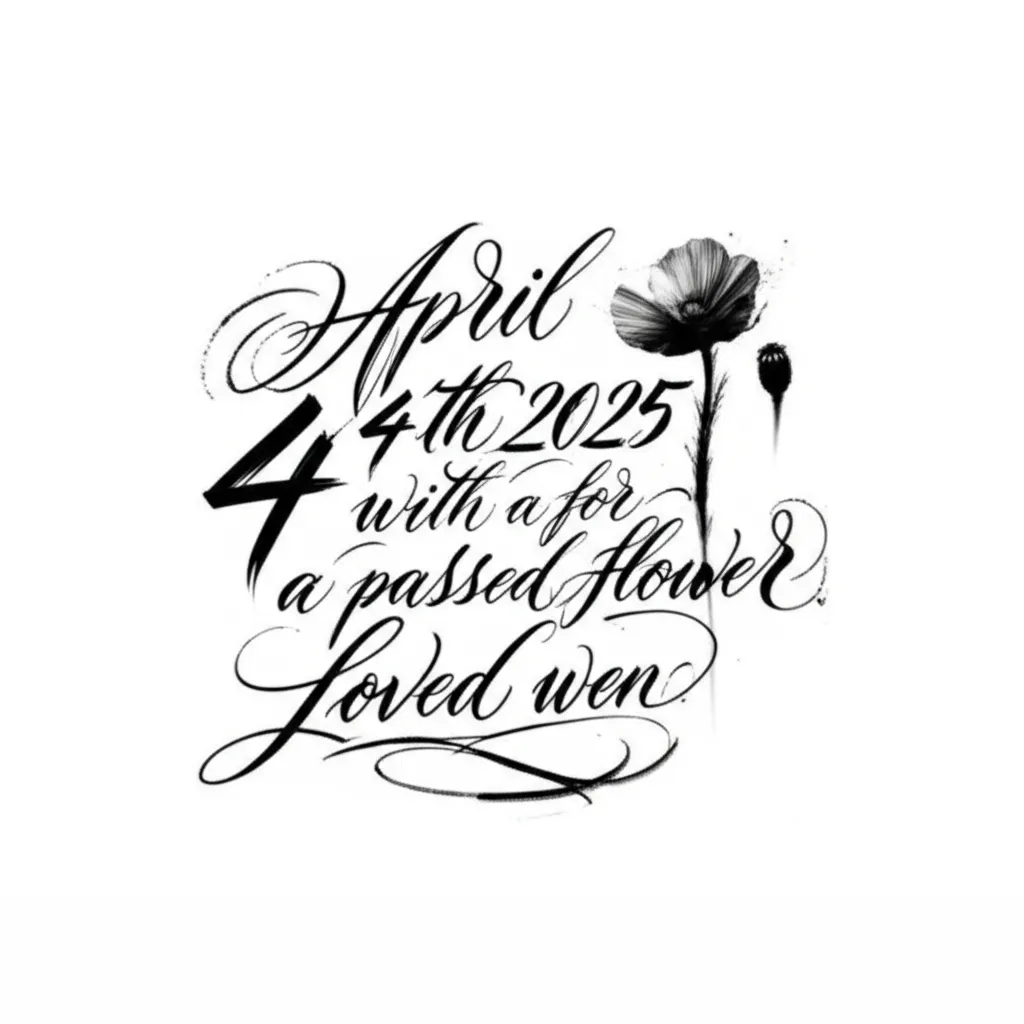 April 4th 2025 Poppy Flower Memorial Tattoo Design