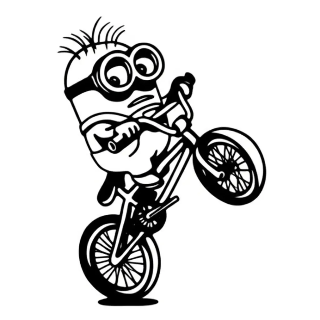 Angry Minion BMX Wheelie Graffiti Tattoo Design