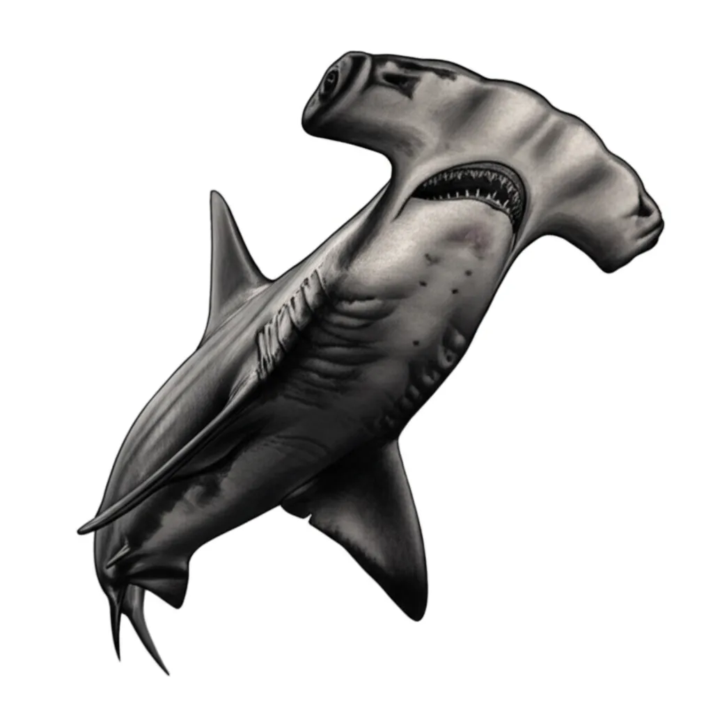 Realistic Hammerhead Shark Tattoo on Thigh - Unique Design