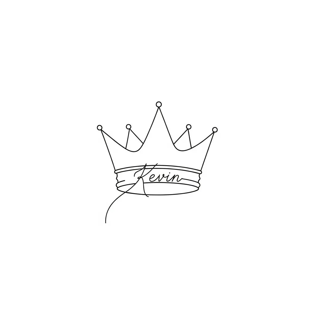 Minimalist Crown Tattoo with Kevin Name - Meaning & Inspiration
