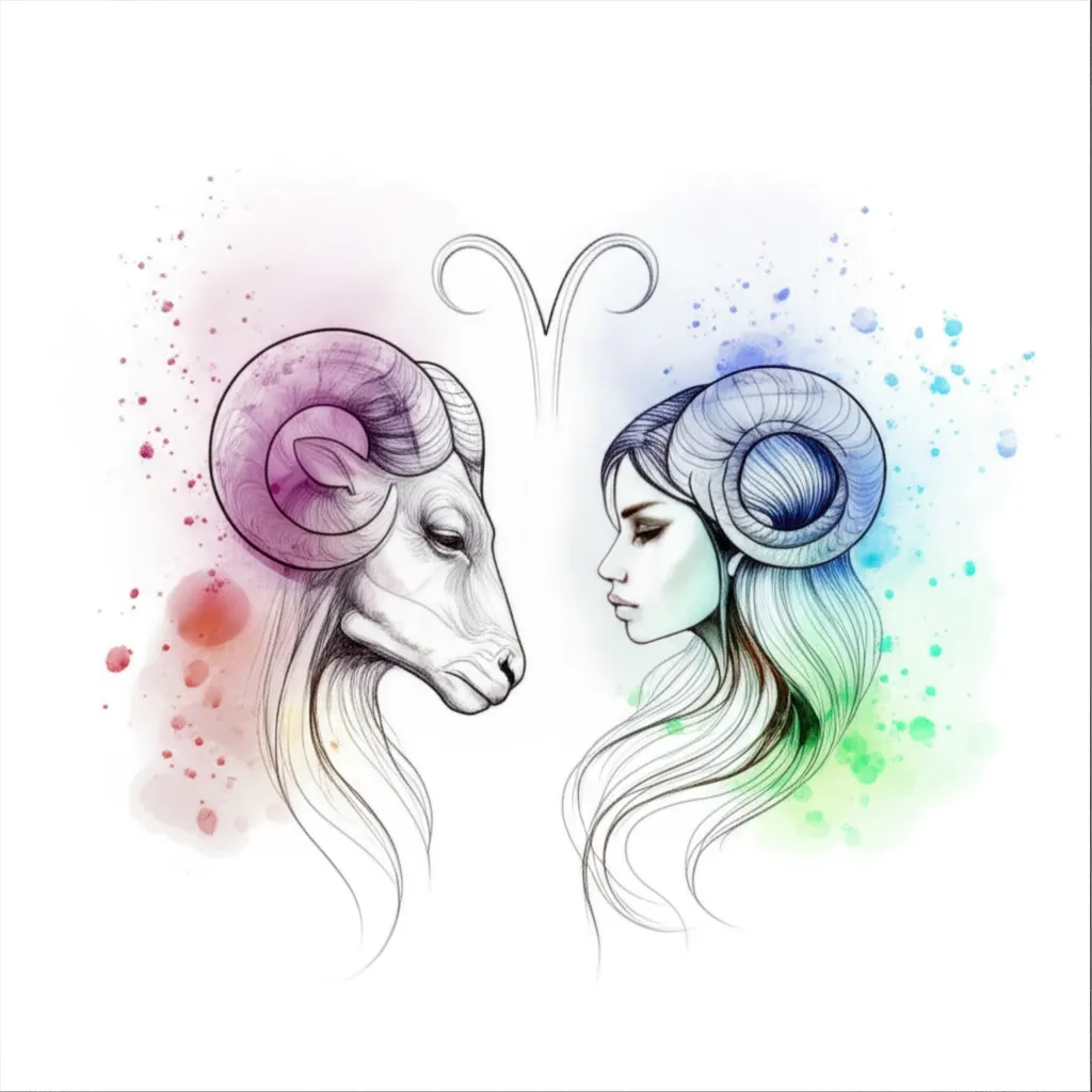 Watercolor Aries and Sagittarius Tattoo Design Watercolor Aries and Sagittarius Tattoo Design