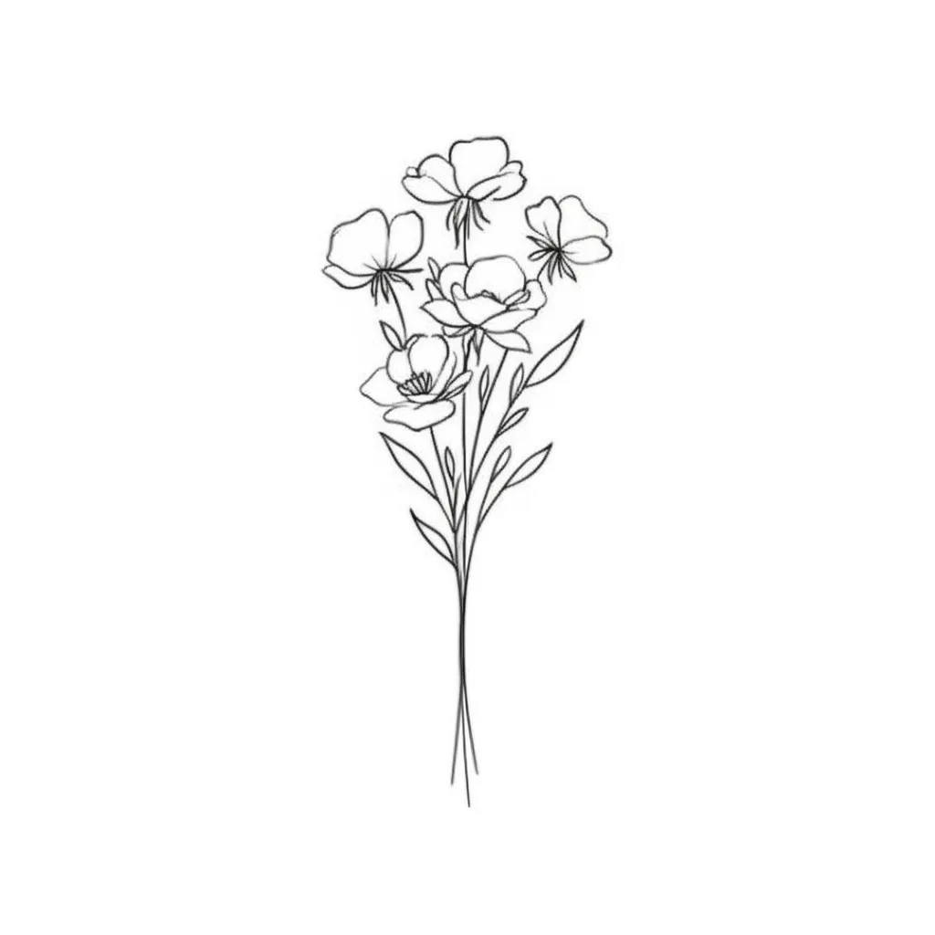 Minimalist Flower Bouquet Forearm Tattoo: Delicate Floral Design Minimalist Flower Bouquet Forearm Tattoo: Delicate Floral Design
