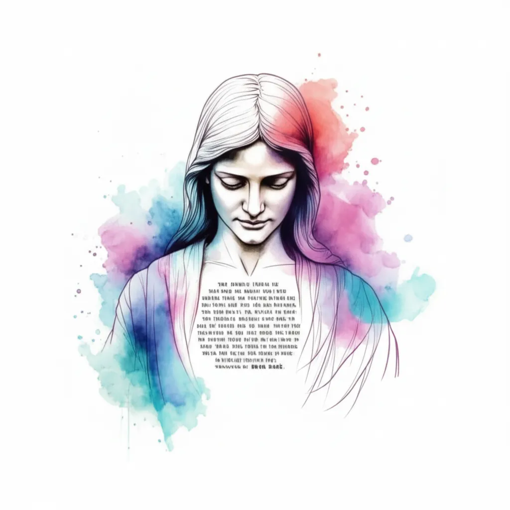 Watercolor Jesus Tattoo Cover Up with Bible Verse - Chest Tattoo Watercolor Jesus Tattoo Cover Up with Bible Verse - Chest Tattoo