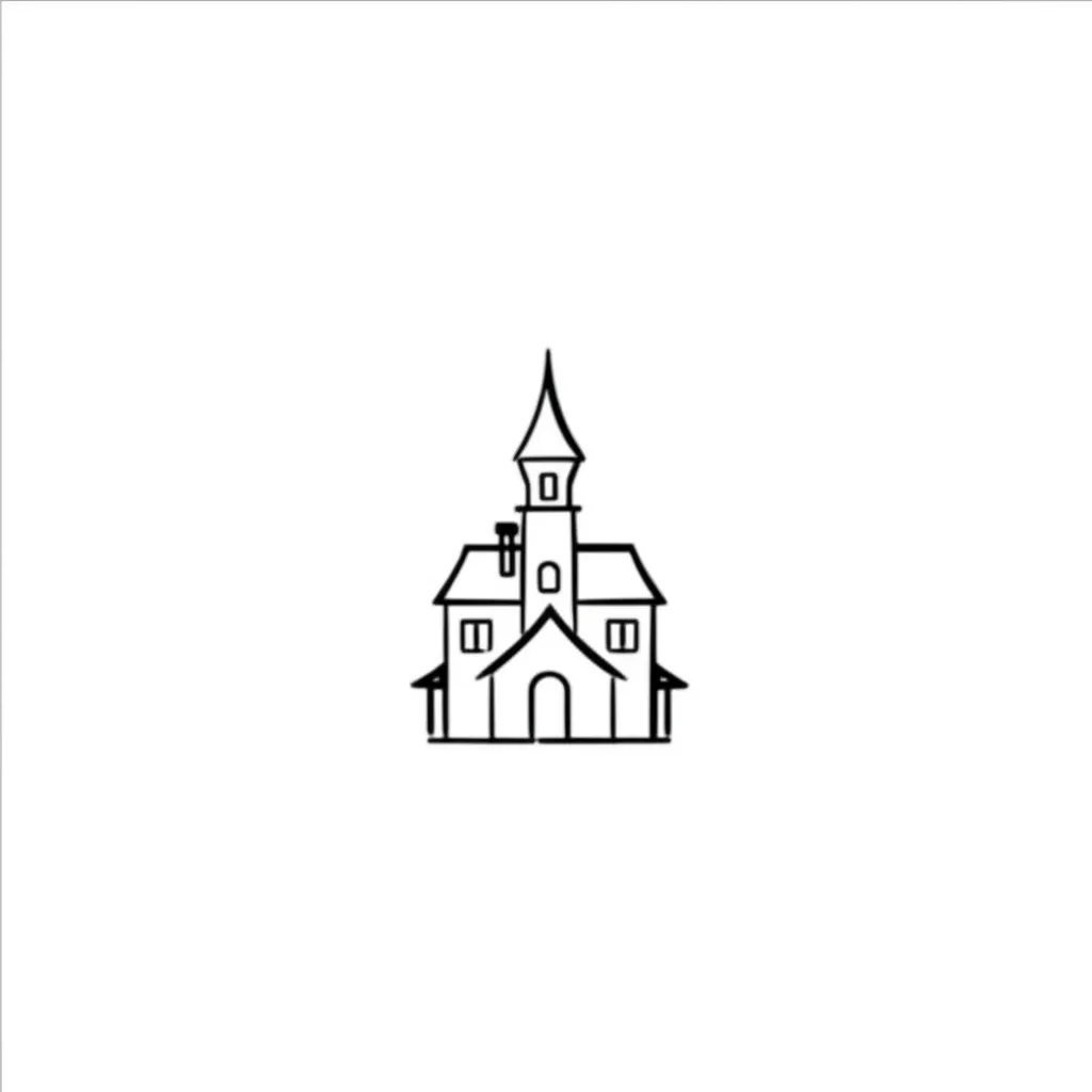 Minimalist Haunted House Tattoo Design Minimalist Haunted House Tattoo Design