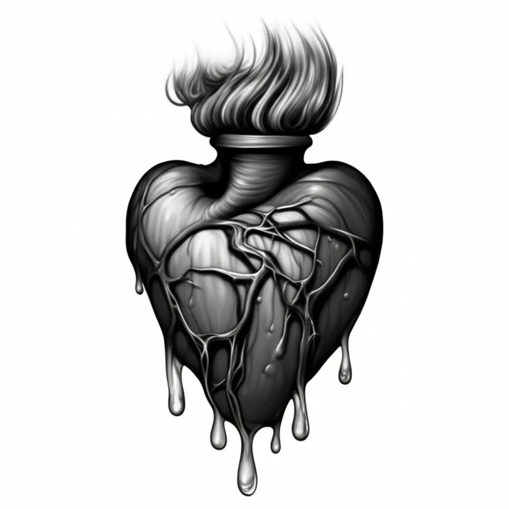 Scared Heart Realism Tattoo Design