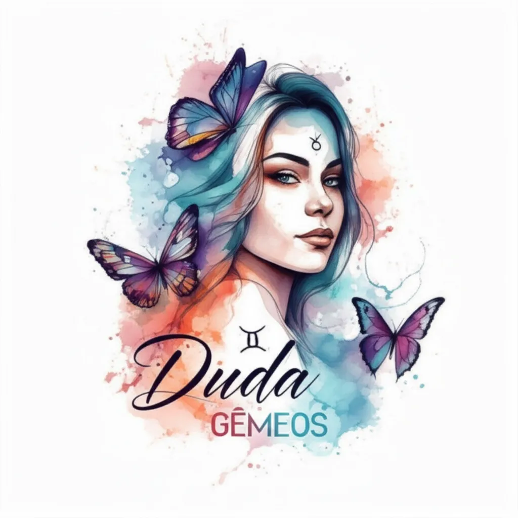 Watercolor Gemini Tattoo with Butterflies for Duda Watercolor Gemini Tattoo with Butterflies for Duda
