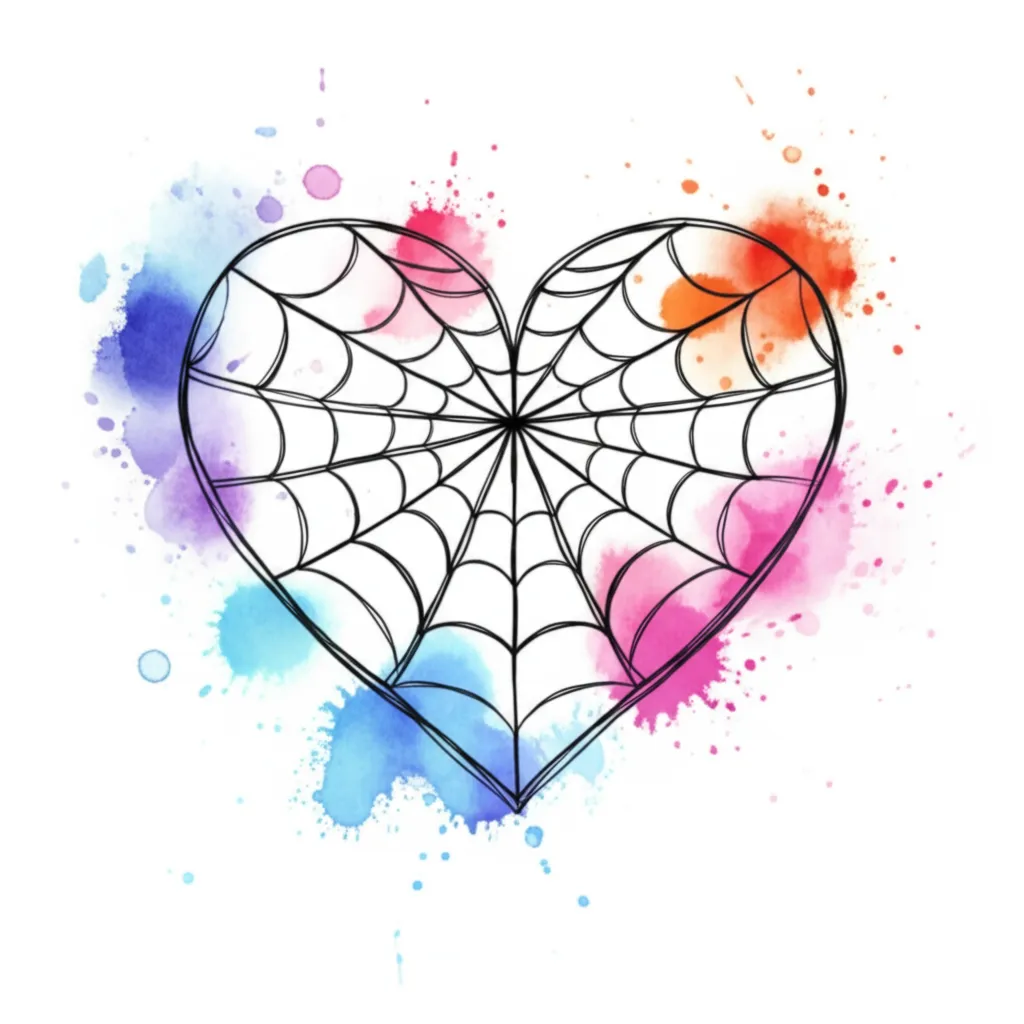 Watercolor Heart Spider Web Tattoo Design Watercolor Heart Spider Web Tattoo Design