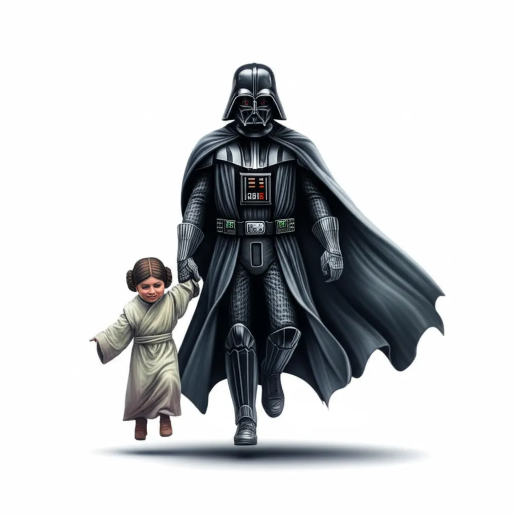 Darth Vader and Little Leia 3D Tattoo Design Darth Vader and Little Leia 3D Tattoo Design