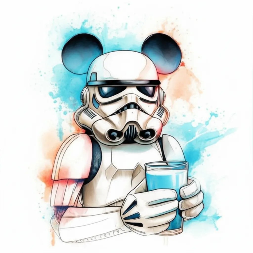 Mickey Mouse Stormtrooper Watercolor Tattoo Design