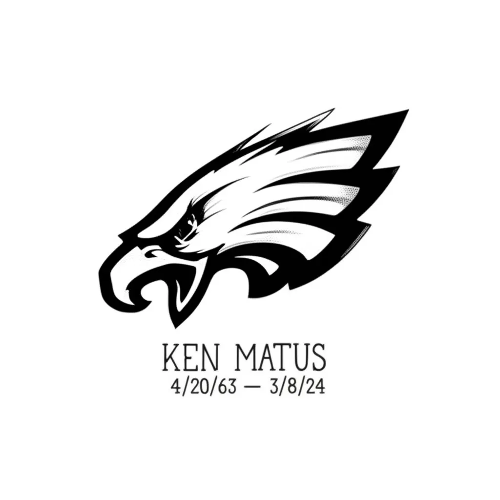 Philadelphia Eagles Memorial Tattoo for Ken Matus - Blackwork Style