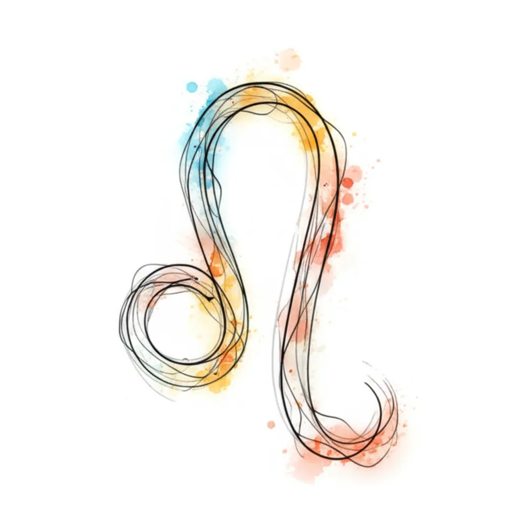 Watercolor Leo Zodiac Sign Tattoo Idea