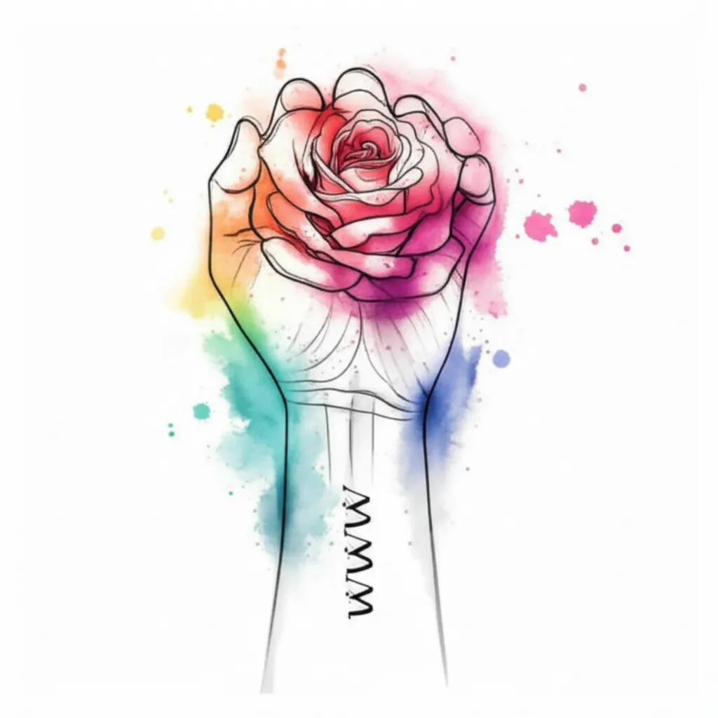 Watercolor Rose and Memorial Date Tattoo on Wrist - Meaning & Ideas