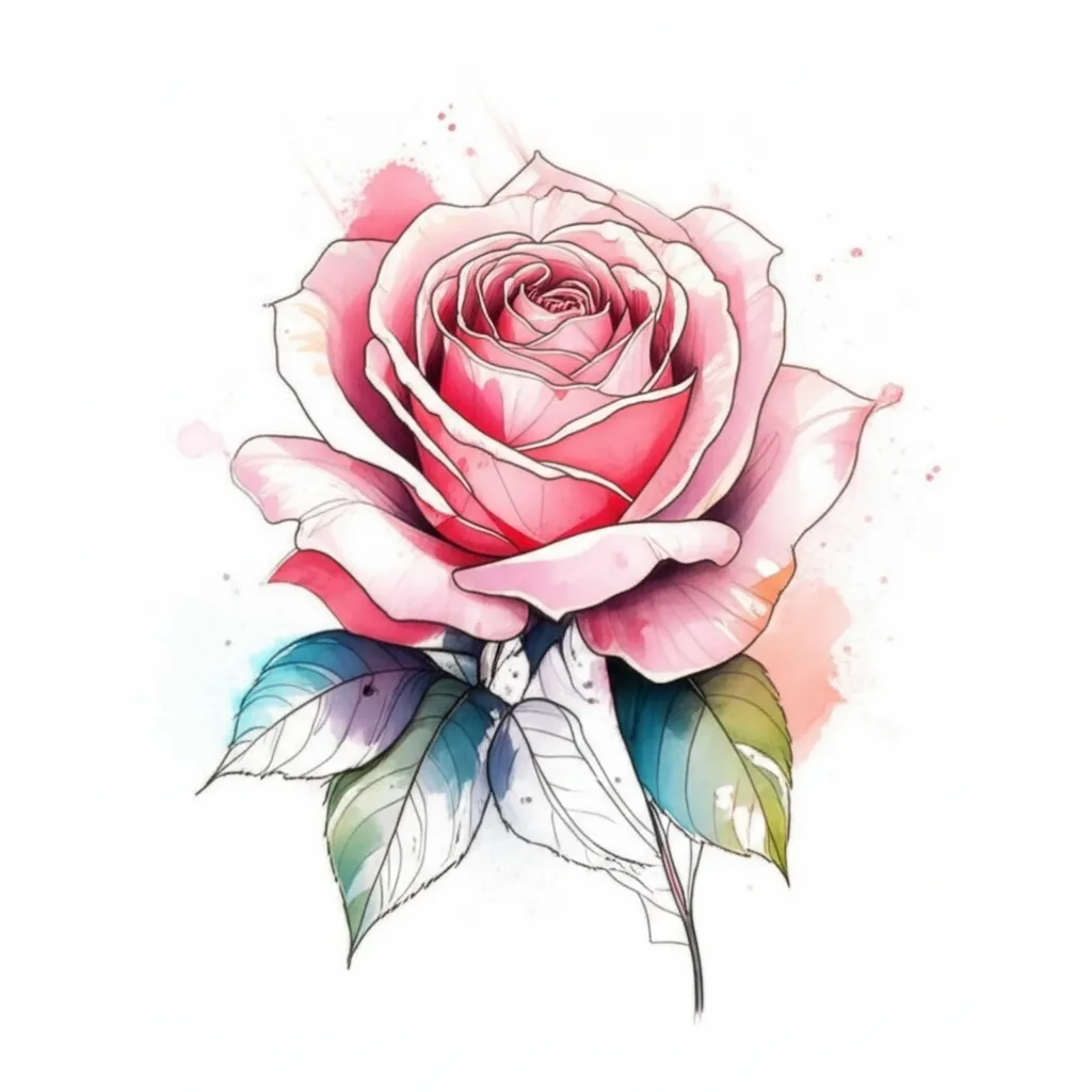 Dusty Pink Watercolor Rose Hand to Elbow Tattoo Design