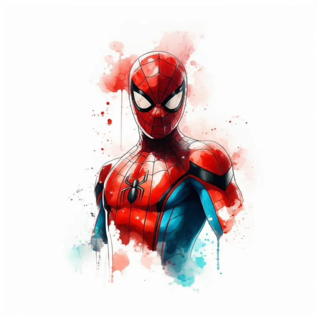 Watercolor Spider-Man Tattoo Design