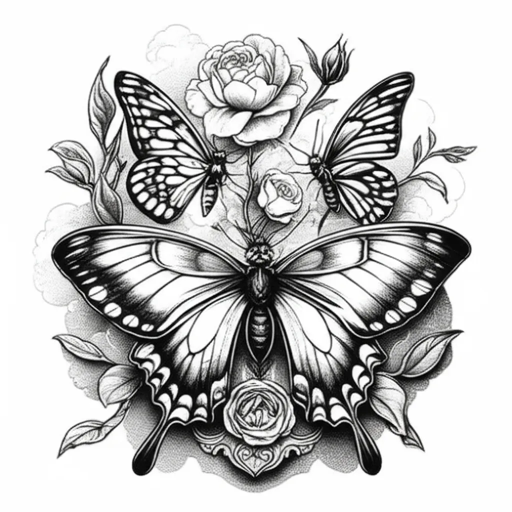 Amelia Name Tattoo with Butterflies, Flowers, and Clouds Amelia Name Tattoo with Butterflies, Flowers, and Clouds