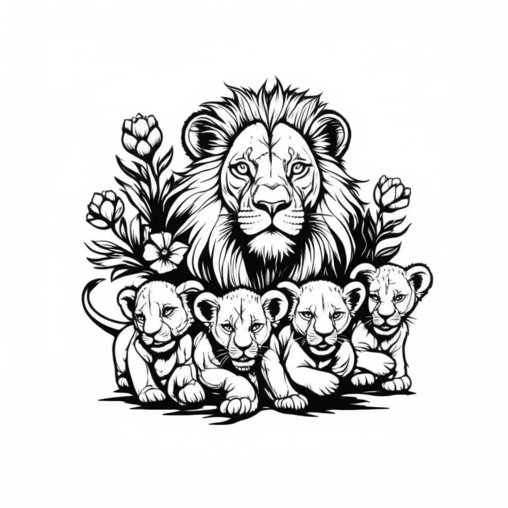Lioness and Cubs Graffiti Tattoo: A Symbol of Family Lioness and Cubs Graffiti Tattoo: A Symbol of Family