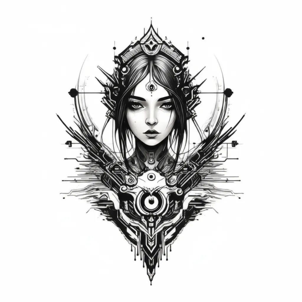 Cyber Sigilism Tattoo Design: Broken Girl Meaningful Art Cyber Sigilism Tattoo Design: Broken Girl Meaningful Art