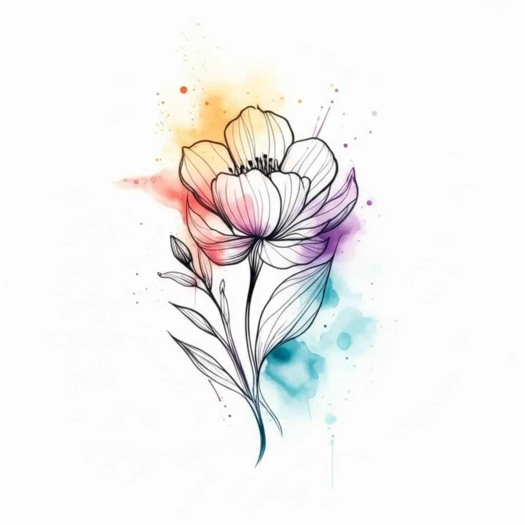 April and March Birth Flower Watercolor Tattoo Design