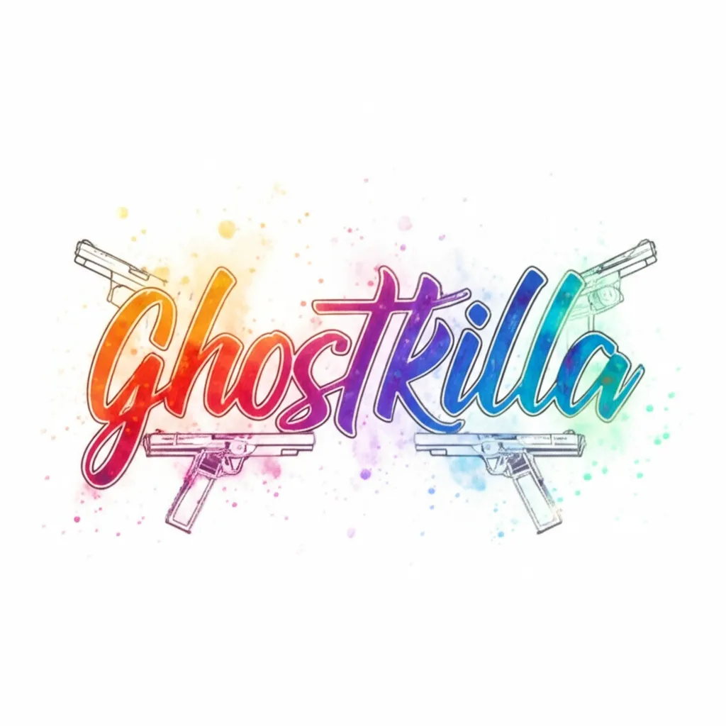 GHOSTKILLA Watercolor Tattoo Design with Guns