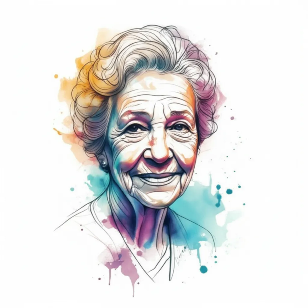 Watercolor Grandma Memorial Tattoo Design Watercolor Grandma Memorial Tattoo Design