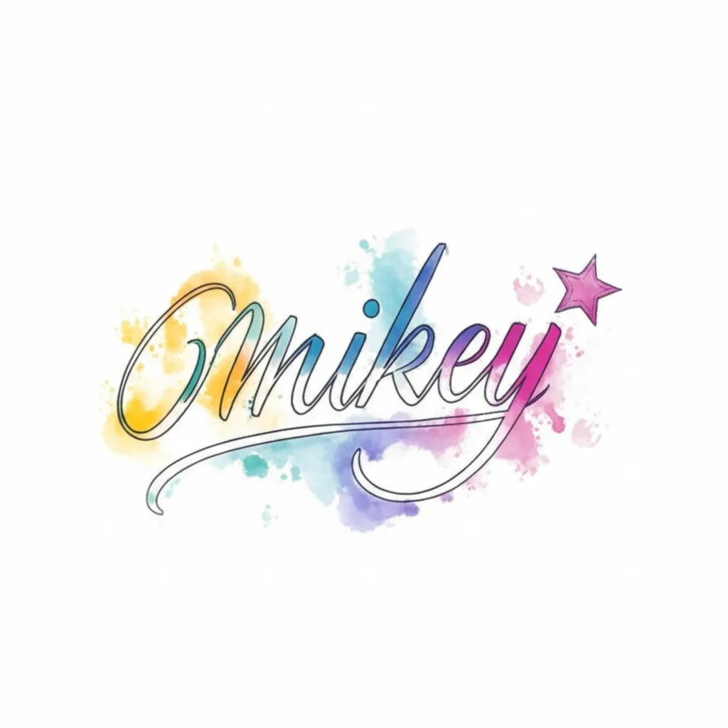 Mikey Cursive Watercolor Tattoo with Star