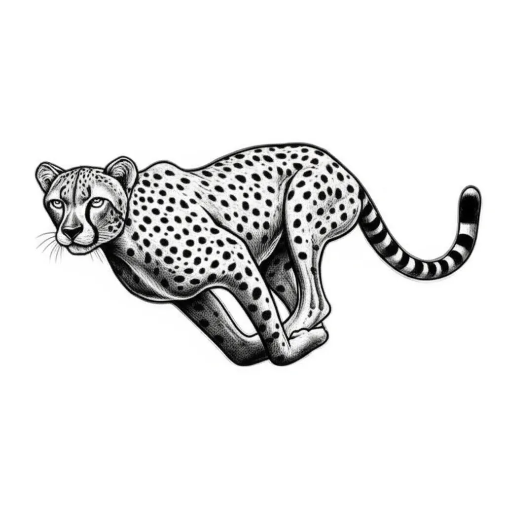 Gothic Cheetah Running Tattoo Design