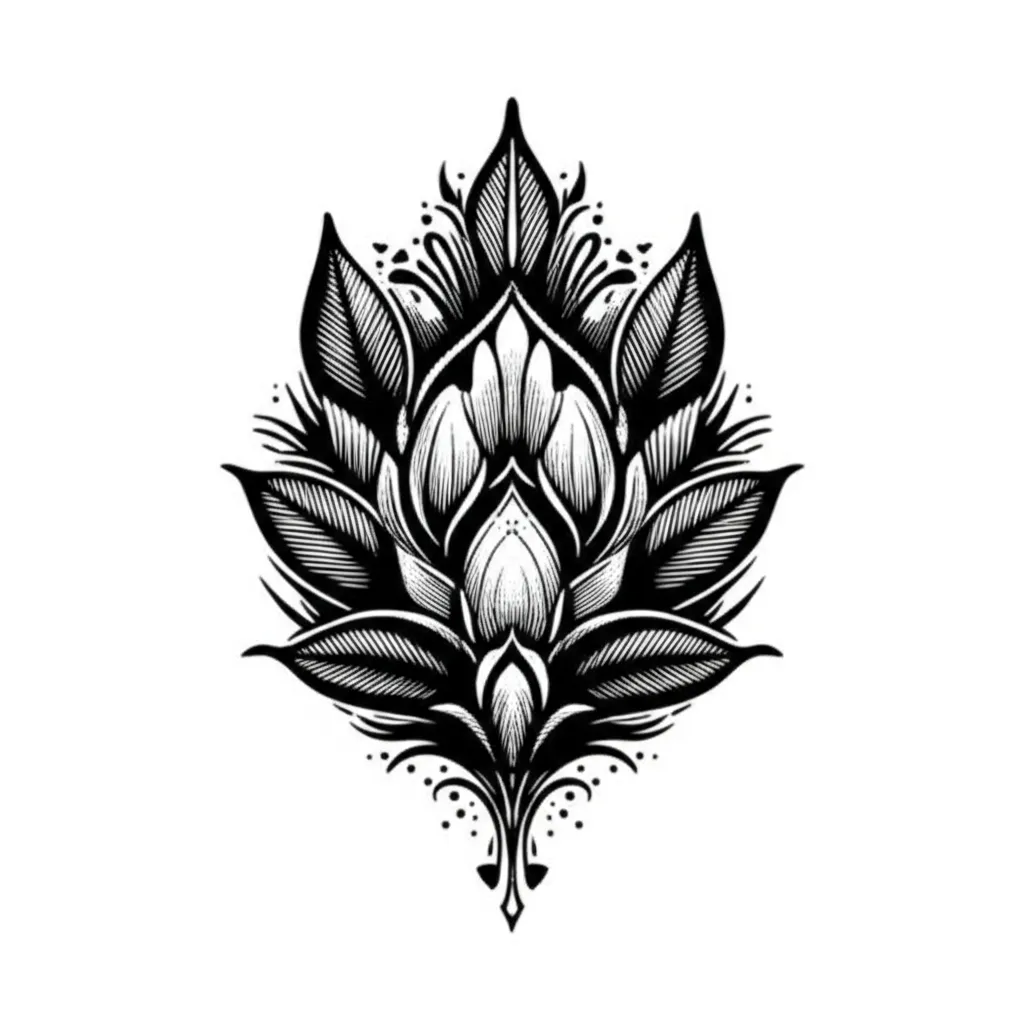 Black Negative Space Nature Tattoo Design