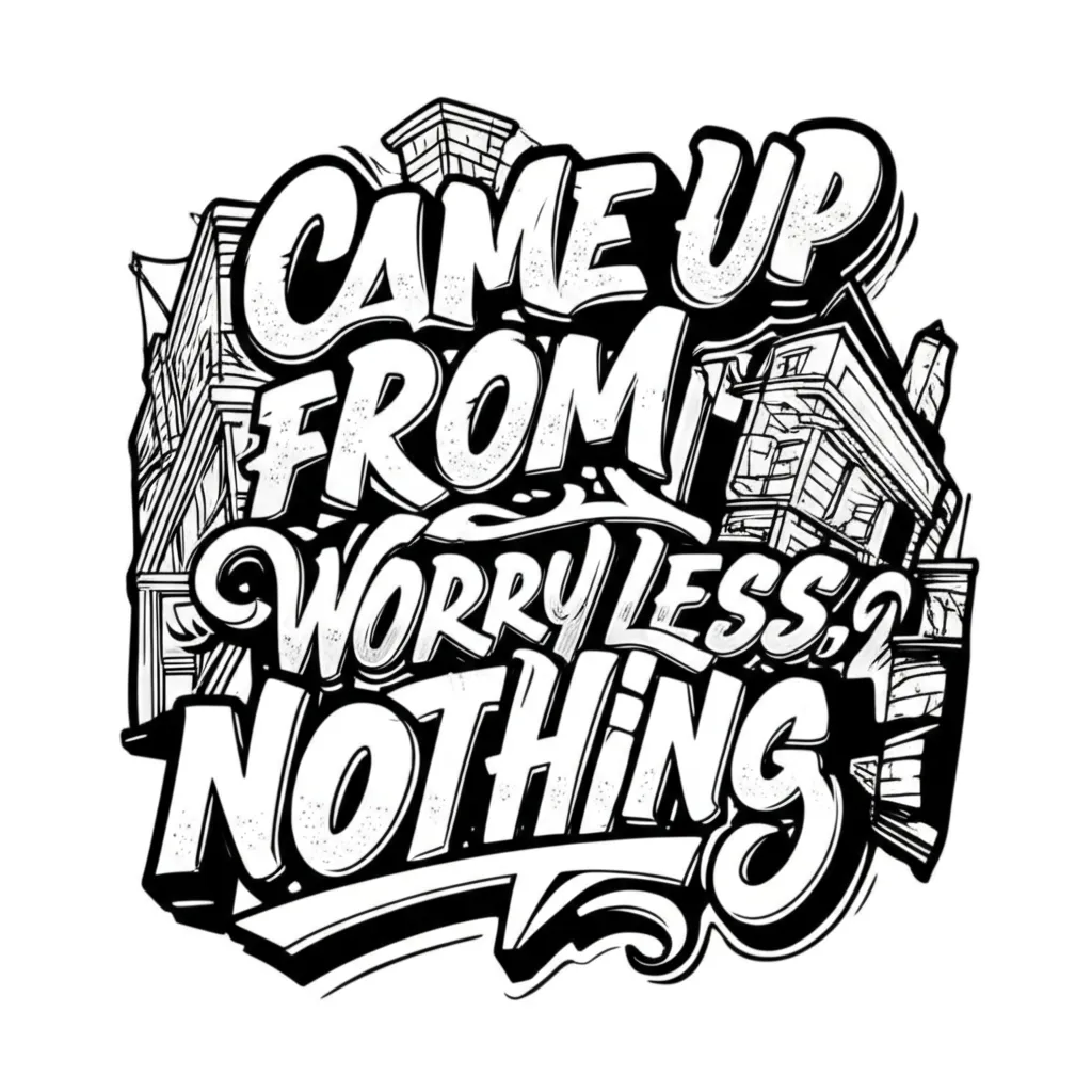 Came Up From Nothing Worry Less Graffiti Tattoo Design