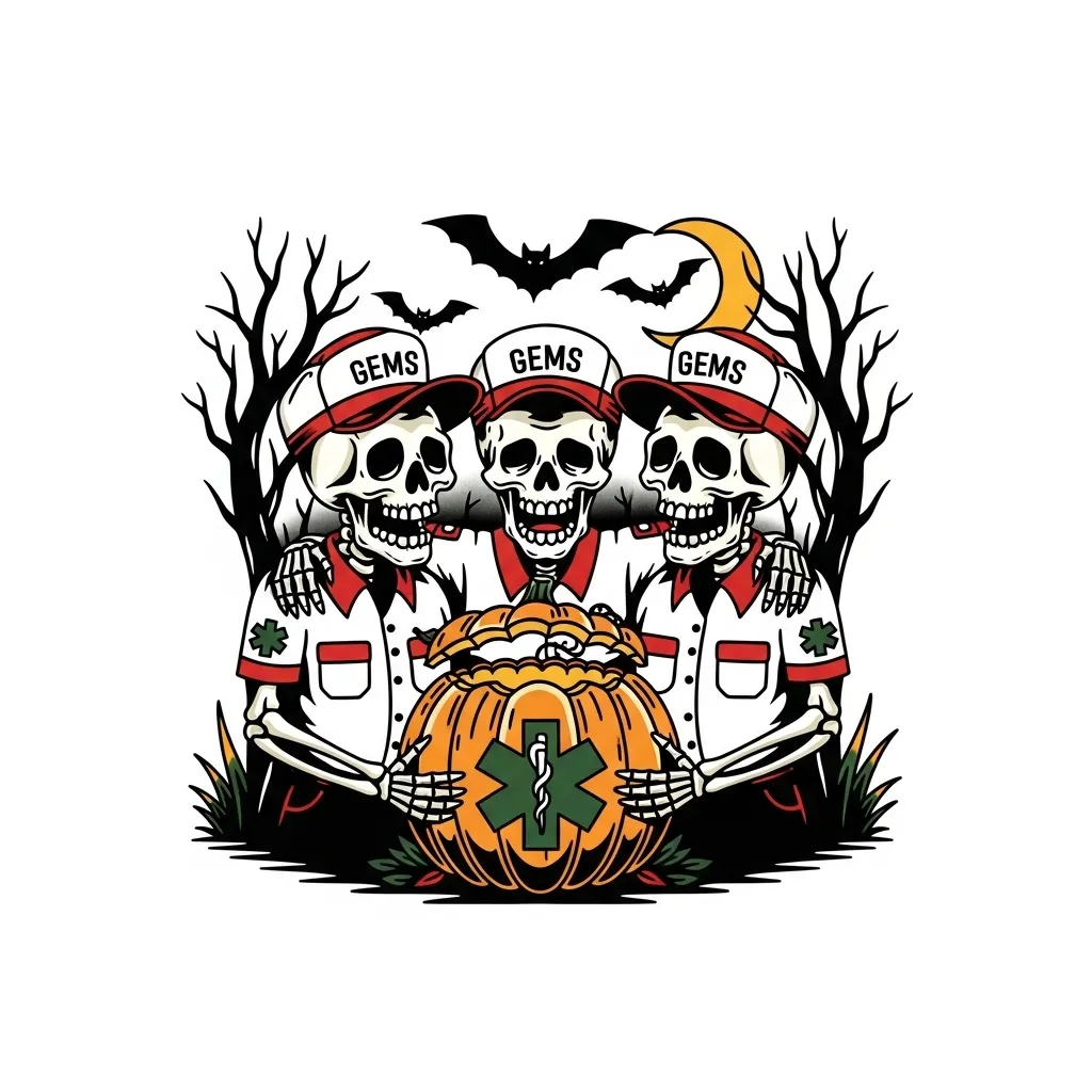 Old School Paramedic Skeleton Pumpkin Carving Tattoo Design Old School Paramedic Skeleton Pumpkin Carving Tattoo Design