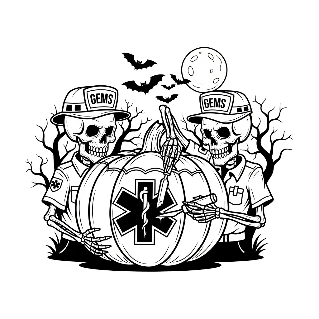 Halloween Paramedic Skeleton Graffiti Tattoo Design