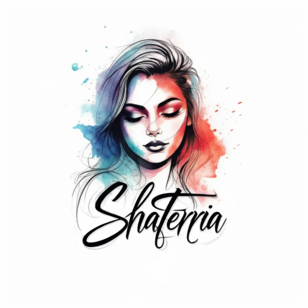 Shatterria Name Tattoo in Black Watercolor Style Shatterria Name Tattoo in Black Watercolor Style