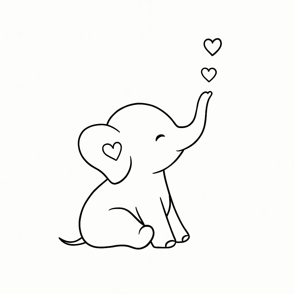 Minimalist Baby Elephant Tattoo with Hearts Minimalist Baby Elephant Tattoo with Hearts