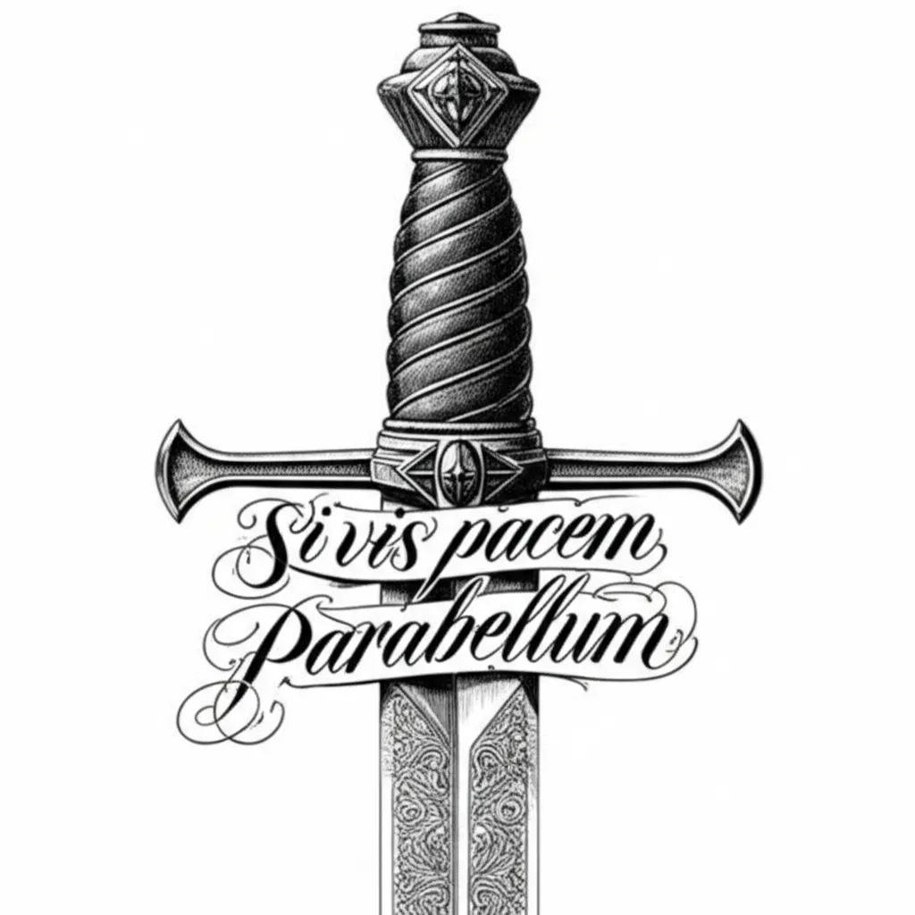 Si Vis Pacem Parabellum Sword Tattoo Design