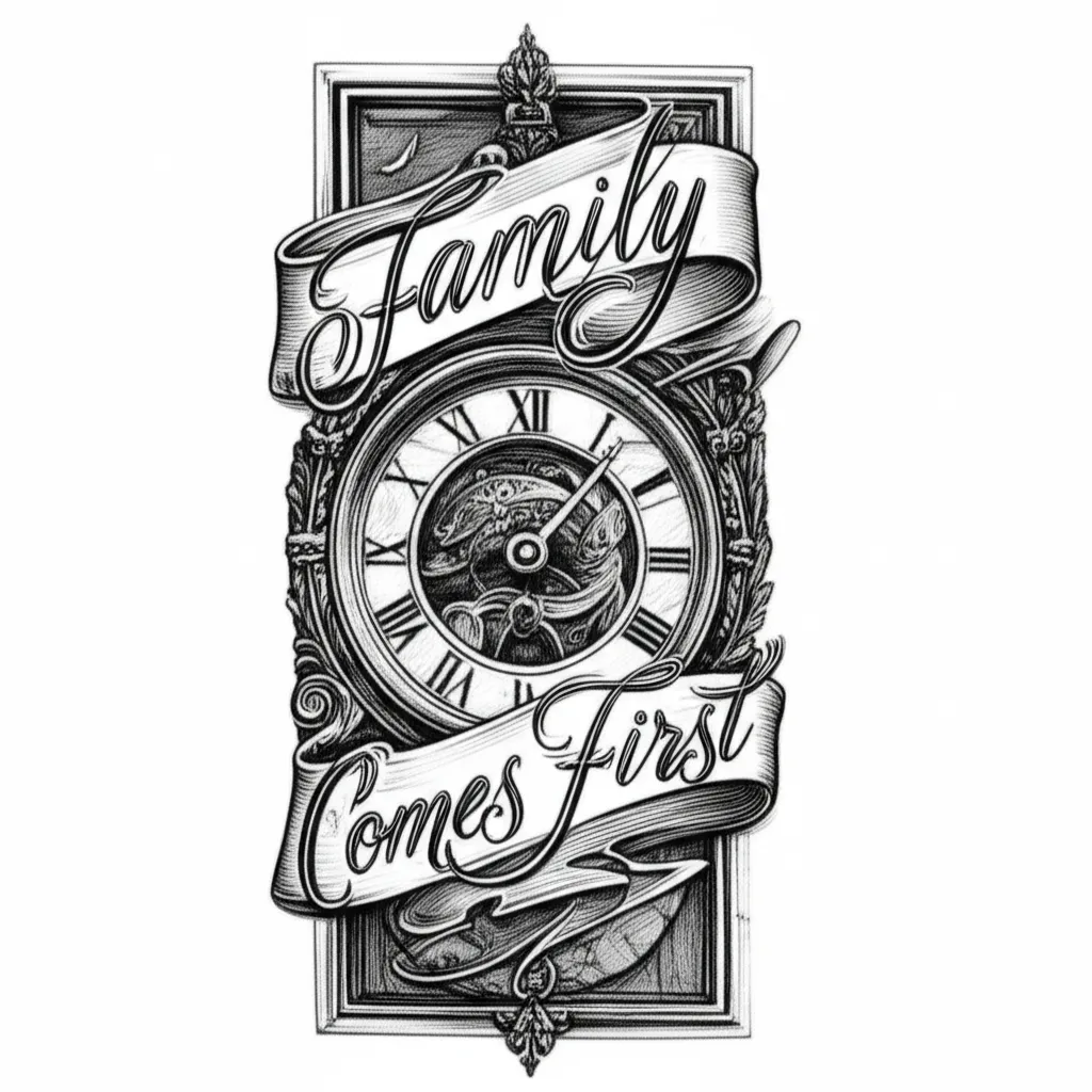 Family Comes First Clock Forearm Tattoo Design Family Comes First Clock Forearm Tattoo Design