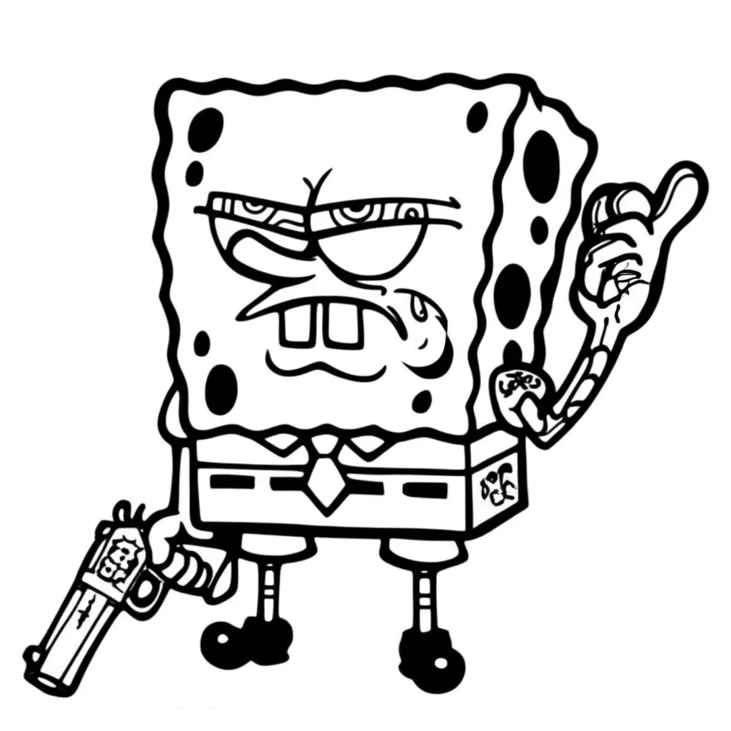 Gangster Spongebob Tattoo in Graffiti Style - Cool Tattoo Idea Gangster Spongebob Tattoo in Graffiti Style - Cool Tattoo Idea